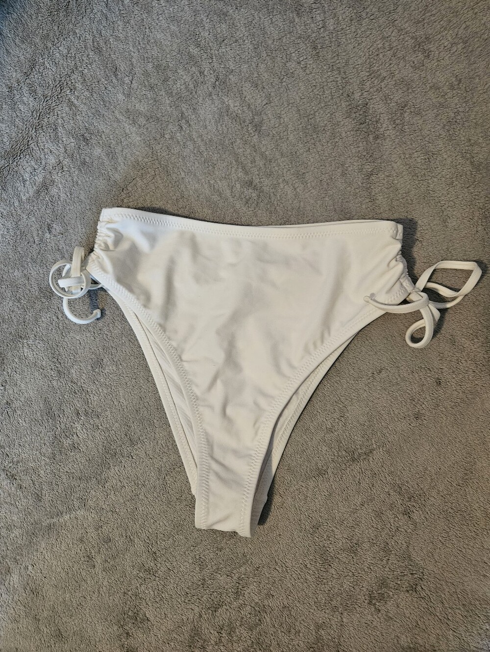 White High Cut Ruched Cheeky Bikini Bottoms